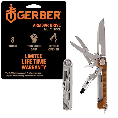 Gerber Gear Armbar Drive EDC Multitool 8-in-1 Pocket Knife with Pocket Screwdriver, 2.5' Blade, Orange