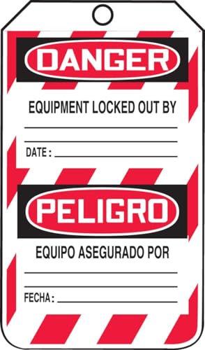 Étiquette lockout tag de consignation danger bilingue pour cadenas de sécurité