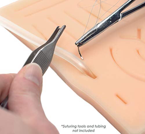 Image of EISCO Practice Suture Pad - Premium, Life-Like Plastic Suture Pad with Common Cuts & Lacerations - Designed by Physicians