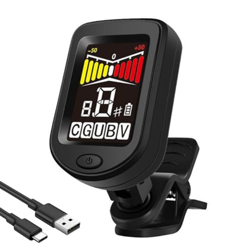 AMFUN Afinador de Guitarra Recargable, Afinador de Guitarra, Guitarra Afinador Digital, con Pantalla LCD a Color 360° Afinador, para Guitarra, Bajo, Ukelele, Violin