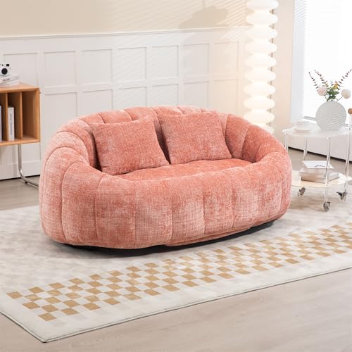 Puff Sofá Lazy Sofá, Tumbona Confort Durable, Sillón Puf con Respaldo Alto Sillón para Adultos y Niños, Interior y Exterior (Rosa)