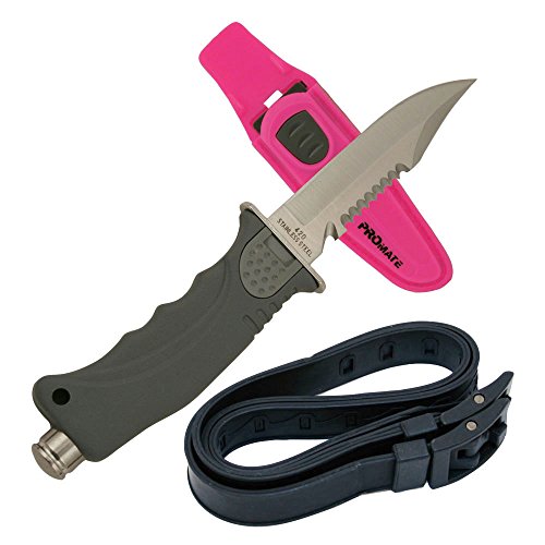 Promate Sharp Tip Scuba Diving Knife (4 3/8" Blade), Pink