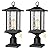 Beionxii Dusk to Dawn Outdoor Post Lights, 21inch Large Exterior Lamp Post Light Pier Mount Lantern with Base, Black Cast Aluminum w/Water Glass - A272P-2PK