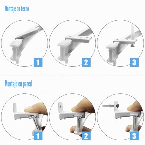 Miniatura 7 de Pista De Cortina De Techo, Pista De Techo Flexible Para Cortinas De Cortina Doblable, Montaje En Pared De Techo De 9.8 Pies Con Sistema De Riel De Cortina Curvo Con Clips Divisor De Habitación Rv