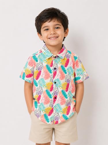 Image of RICH COPPER Fashionable Cotton Printed Half Sleeve Casual Shirt for Men Featuring Lightweight Fabric and Modern Design