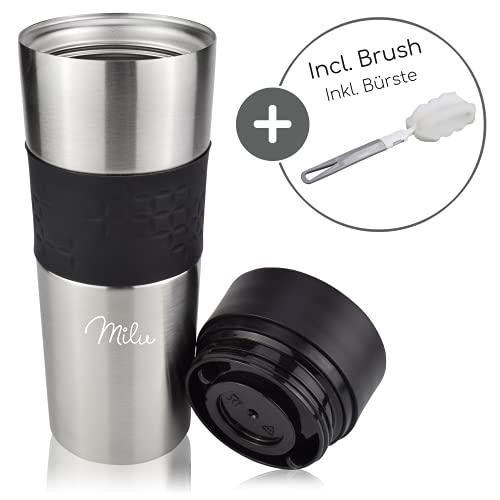 Milu Termo Taza 450ml - Vaso Termico de Viaje - Café para Llevar - Taza de Viaje - Taza de Acero Inoxidable para Beber… - Imagen 4