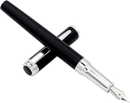 1 Piece Stainless Steel Fountain Pen, Fine Nib Fountain Pen, Business Pen, Light Fountain Pen, For Gift, School, Work, Black