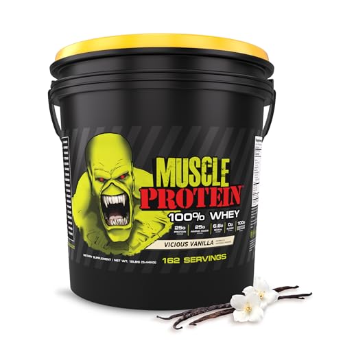 COLOSSAL LABS Muscle Whey Protein Flavored Protein Powder 25 000mg Amino Acids/Serving Cold Filtered(Packaging May Vary) (12 Pound (Bucket) Vanilla)