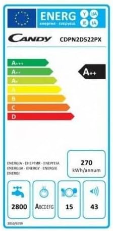 Candy Brava CDPN 2D522PX lavastoviglie Libera installazione 15 coperti Candy Brava CDPN 2D522PX lavastoviglie Libera installazione 15 coperti