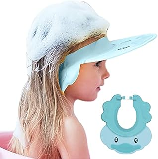 YHZMY 1 Pack Kid Shampoo Cap, Adjustable Baby Shower Hat, Hair Washing Shampoo Shield, Baby Shower Cap, Shampoo Shield, Kids Hair Washing Shield, for Toddlers, Infant Over 8 Month Cute Duck(Blue)