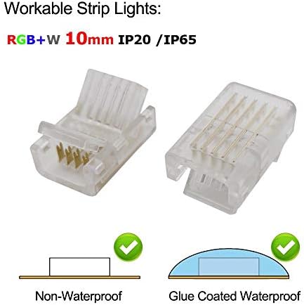 Masterwon 5 Pin LED Strip to Wire Connector 10mm rgbw Unwired Clips Solderless Adapter Terminal Extension Connection for Multicolour LED Strip Lights 12V 24V