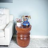 Uziass Wood Side Table, 15' Natural Tree Stump End Table, Round Wooden Accent Table, Rustic Farmhouse Stool for Living Room, Bedroom, Patio, Porch, Garden Home Decor(Brown)