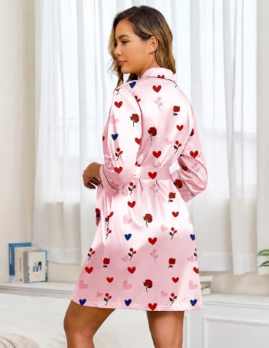 Image of Veseacky Robes for Women Short Robes with Pockets Spa Robe for Women Bridesmaid Bride Party Satin Robe Sleepwear