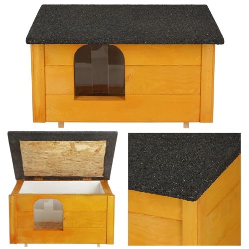 SPRINGOS Katzenhaus aus Holz 39 x 54 x 30 cm Outdoor Katzenhütte DIY Winterfest isoliert Holz-Katzenhäuschen für Draußen Haus für Katze mit...