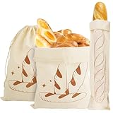 3 Pièces Sacs à Pain en Lin et Coton, 31 X 38cm +16 X 64cm Réutilisables...