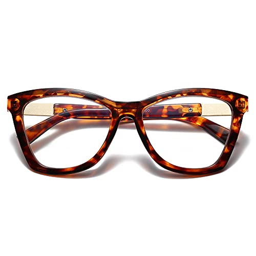 Image of Bevi Reading Glasses Anti Eyestrain Blue Light Blocking Large Square Oversize Frame with Metal Hinge for Women and Men