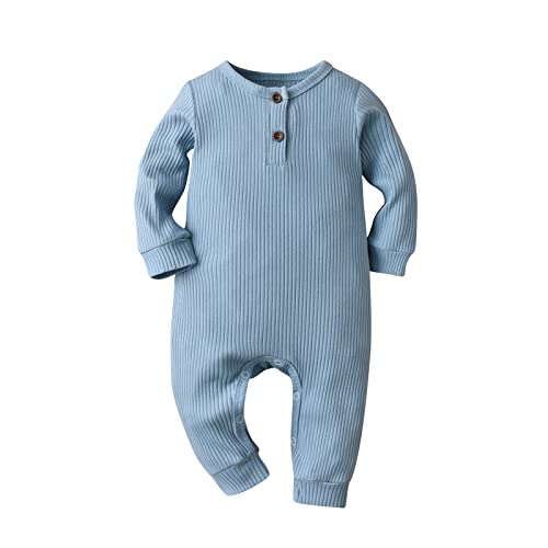 Image of Eghunooy Baby Boy Girl Solid Color One Piece Romper Jumpsuit Outfits Clothes