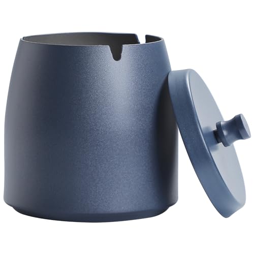 Posacenere con coperchio per sigaretta, in acciaio inox, senza fumo, inodore, antivento, posacenere per erbacce, posacenere portatile per casa, esterno, patio, esterno (grande)