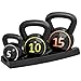 SPORTNOW Set 3 Kettlebell Set Weights with Storage Stand for Home Gym Weight Lifting Training, 5lbs, 10lbs, 15lbs (2.2kg, 4.5kg, 6.8kg)