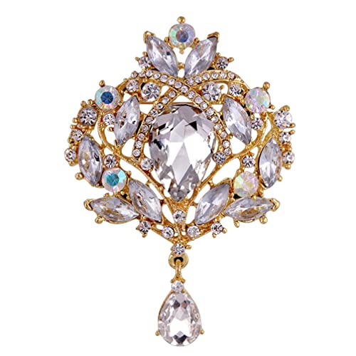 Broches mignonnes pour les femmes en strass avec motif floral rétro