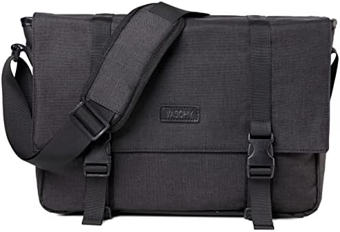 VASCHY Messenger Bag, Lightweight Man Bag 14 inch Laptop Shoulder Bag Water Resistant Briefcase Work Bag with Padded Shoulder Strap and Laptop Sleeve for Women for Business College Travel (Black)