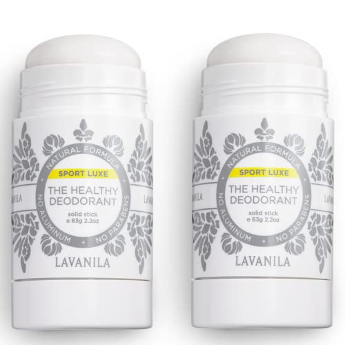 Lavanila Sport Luxe (2-Pack) Aluminum-Free Solid Stick Deodorant for Men & Women - Vegan, Clean, and Natural (2.2 Ounce Each)