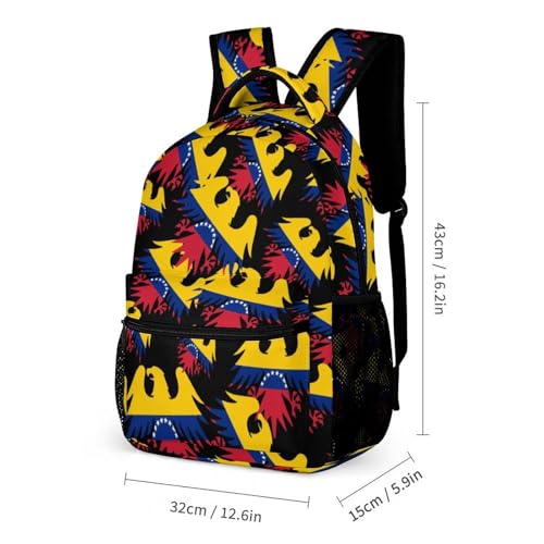 Venezuelan Ea-gles Flag Cute Print Backpack Set of 3 Portable Lunchbox Pencil Cases for Daily Travel2