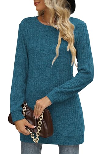 Image of Sweaters for Women Long Sleeve Crewneck Sweatshirt Loose Casual Tunic Tops