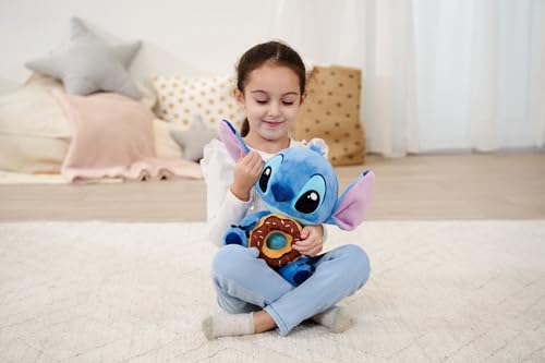 Simba Disney Stitch Kuscheltier mit Doughnut – Plüschfigur zum Knuddeln, mit Schoko‑Donut und Streuseln, süßer Disney‑Klassiker für Fans und Kinder, blau, 25 cm, ab 0 Jahren