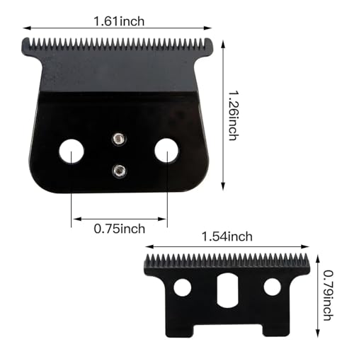 Upgraded 2 Pack Blades for Andis T-Outliners Trimmer, for Gtx Trimmer, Replacement Blade (Black steel T blade + Black steel blade)