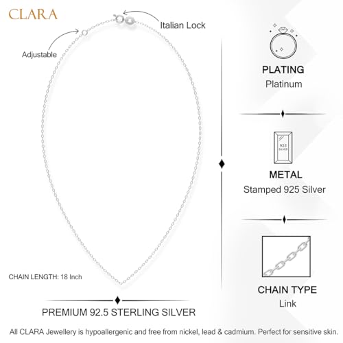 Image of Clara Anti-Tarnish 925 Sterling Silver Chain Necklace in 18 inches | Gift for Women and Girls| Minimal Daily Wear