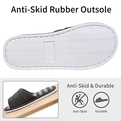 Shevalues Women's Soft Indoor Slippers Open Toe Cotton Memory Foam Slip On Home Shoes House Slippers, Dark Grey 260 #TOP4