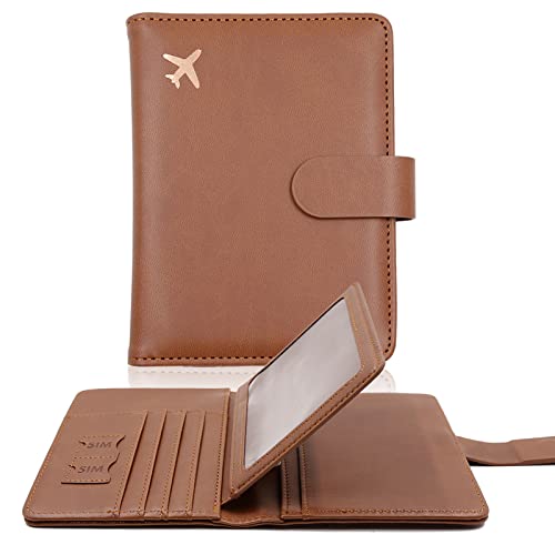 Melsbrinna Rfid Passport Holder for Travel women/Men, Cute Passport Wallet Rfid Blocking Card Slots, Rfid Passport Cover/CaseTravel Wallet, Passport Book Holder (1, Brown) by Melsbrinna - Used condition - US$7.82