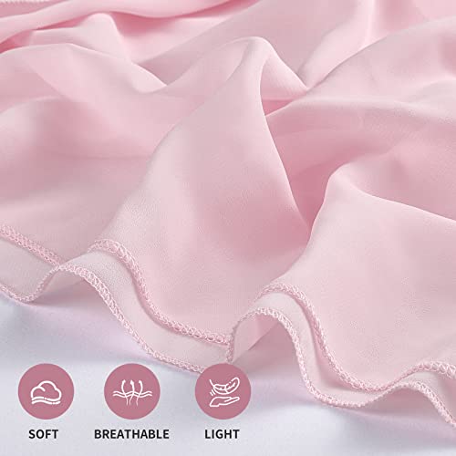 Pink Table Runner 120 Inches Long Chiffon Table Runners Rustic Sheer Fabric For Baby Shower Birthday Party Cake Table Decoration #TOP2