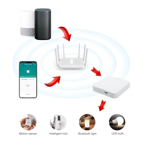 ketotek passerelle tuya wifi zigbee 3.0 bluetooth gateway hub sans fil, smart life app commande, uniquement pour appareils compatibles tuya