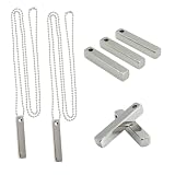 StayMax Rectangle Bar Engraving Blanks Stainless Steel Engraving Blank with Ball Chain 5 Pack