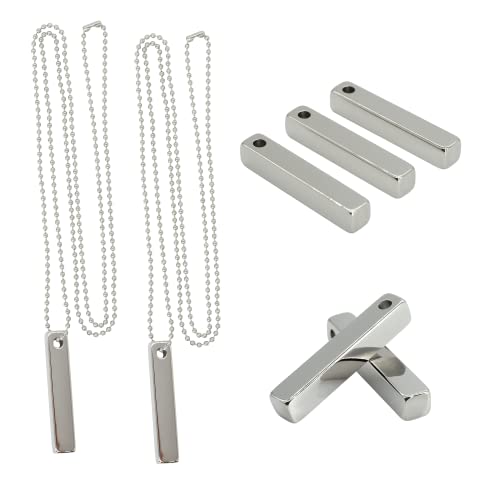 Staymax Rectangle Bar Engraving Blanks Stainless Steel Engraving Blank With Ball Chain 5 Pack #TOP9