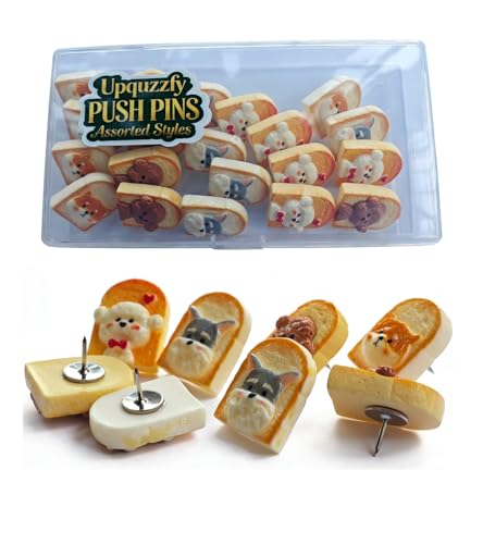 Push Pins Set - 20 Pcs Bread Shaped Decorative Push Pins for Cork Board, Photo Wall and Bulletin Board - Office Supplies (Medium, Bread Shaped)