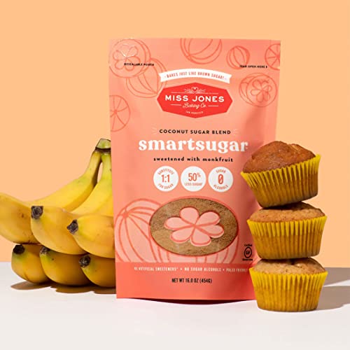 Miss Jones Baking Smartsugar - Coconut Sugar & Brown Sugar Blend Sweetened With Monkfruit - 1:1 Sugar Substitute, 50% Less Sugar (Pack Of 1) #TOP6