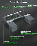 Couchmaster CYCON³ Grey HORIZONLIGHT Bar - Bureau Gaming Ergonomique pour canapé et lit - Hub USB et lapdesk Gaming - Grand et Stable (pour PC, PS4/5, Xbox One/Série X, Ordinateurs Portables) - 3