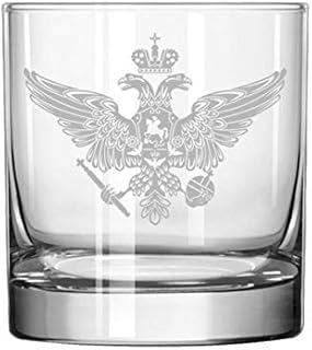 11 oz Rocks Whiskey Highball Glass Coat Of Arms Of Russia Russian Eagle