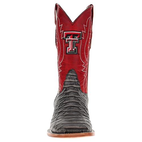 Image of Vaccari Men's Cooper Genuine Exotic Print Leather & NCAA League Embroidery Broad Square Toe Cowboy Boots