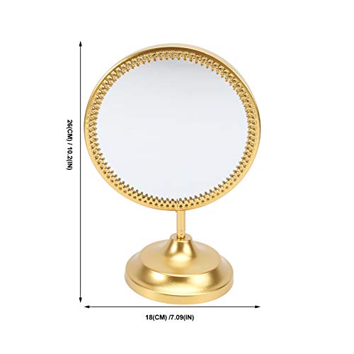 Lurrose Espelho de Maquilhagem de Mesa Espelho Cosmético Redondo Vintage Em Pé Espelho de Vaidade de