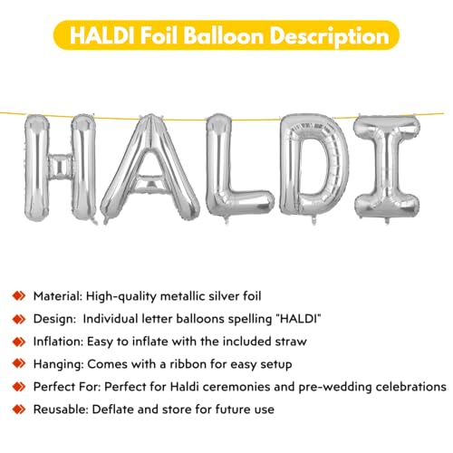 Image of Haldi Banner Silver for Wedding Home Boys Girls Men Women Foil Balloon Decoration Decor Celebration Silveren