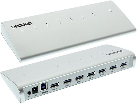 Gearmo USB Hub SuperSpeed 3.0 7 - تصميم ألمنيوم أنيق على سطح المكتب