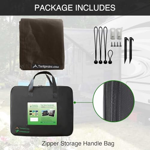 Tentproinc Tendalino Parasole Laterale Per Camper, 2,8 X 2,1 M, In Rete, Per Roulotte, Protezione Solare, Protezione Dai Raggi Uv, (Marrone) - 4