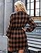 Blooming Jelly Womens Plaid Dress Flannel Puff Sleeve Button Down Shirt Dress Fall Casual Dresses 2023 Mini Dress(Large,Brown Plaid)