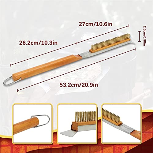 Pincel de forno de pizza com raspador - Pizza Stone Brush com raspador - Raspador de aço inoxidável