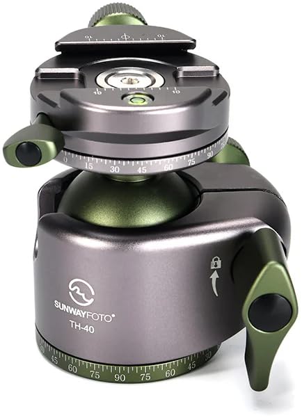 Sunwayfoto TH-40 40mm Low Profile High Locking Strength Tripod Ball Head w Panning QR Clamp Arca Compatible