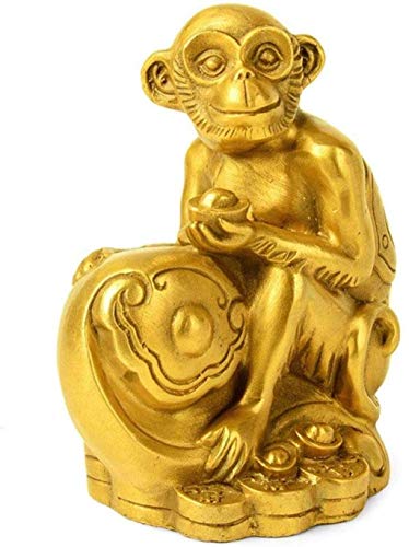 Statue de singe en cuivre Feng Shui et sculpture d'animaux porte-bonheur pour décoration de voiture